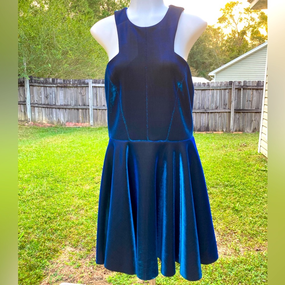 Silence + Noise Iridescent open back blue dress